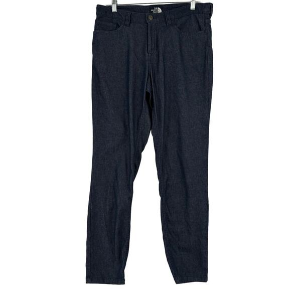 The North Face Slim Straight Jeans Size 12 Mid Rise Stretch Denim Blue Dark Wash - Picture 1 of 13